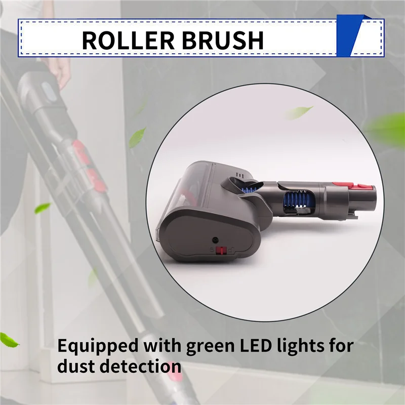 Brush for Dyson V7 V8 V10 V11 V15 Vacuum Cleaner Floor Brush Head with Green LED Lights for Carpets and Hard Floors