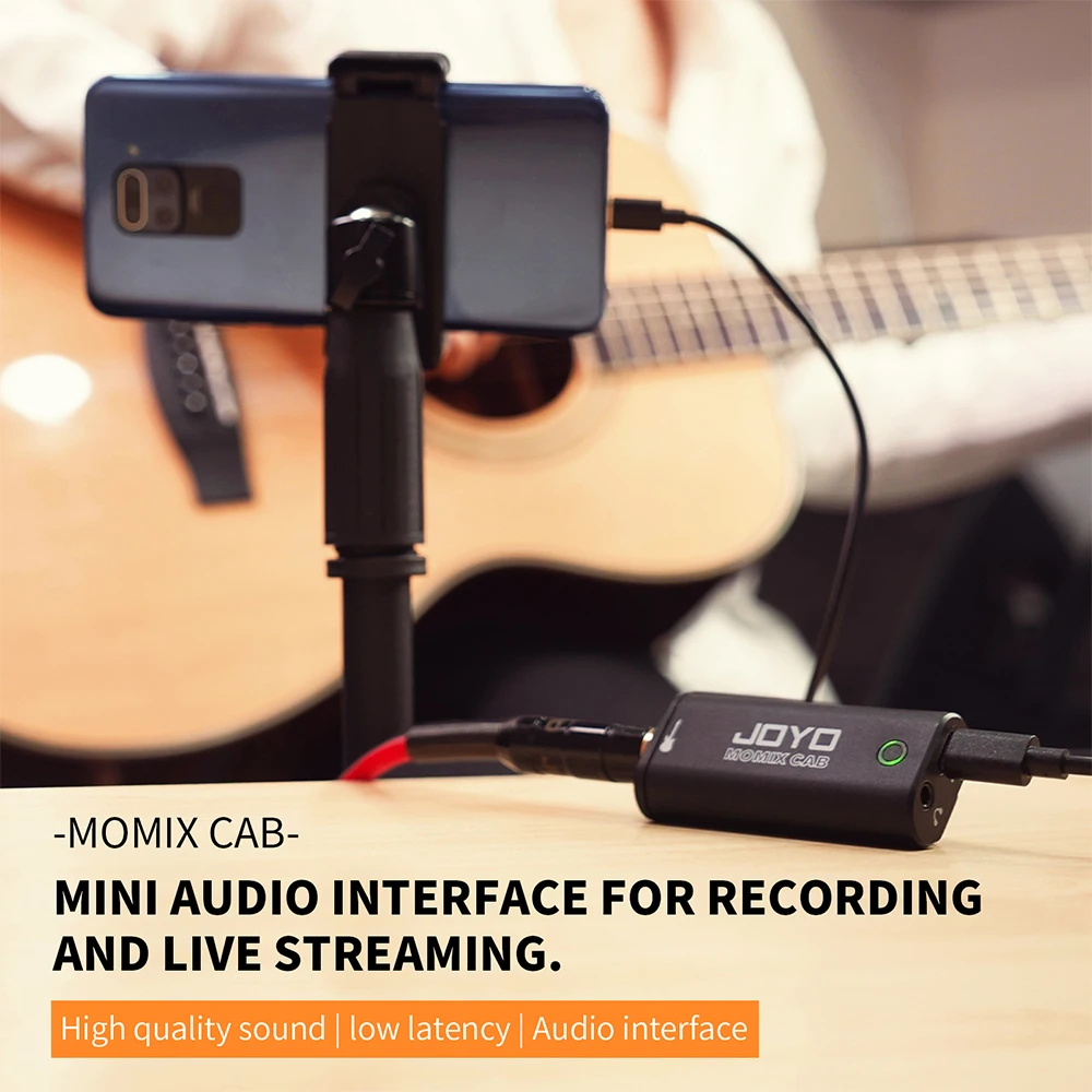 JOYO MOMIX CAB Portable Pocket USB Sound Card Guitar Headphone Recording Live Streaming Plug and Play Mini Audio Mixer