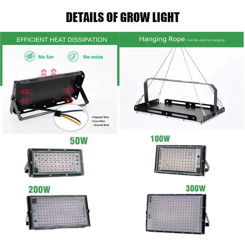 LED-Wachstumslicht, volles Spektrum, Phyto-Lampe für Pflanzen, 50 W, 100 W, AC 220 V, LED-Wachstumslampe, Phytolamp, Samen, Gewächshaus-Wachstumsbeleuchtung