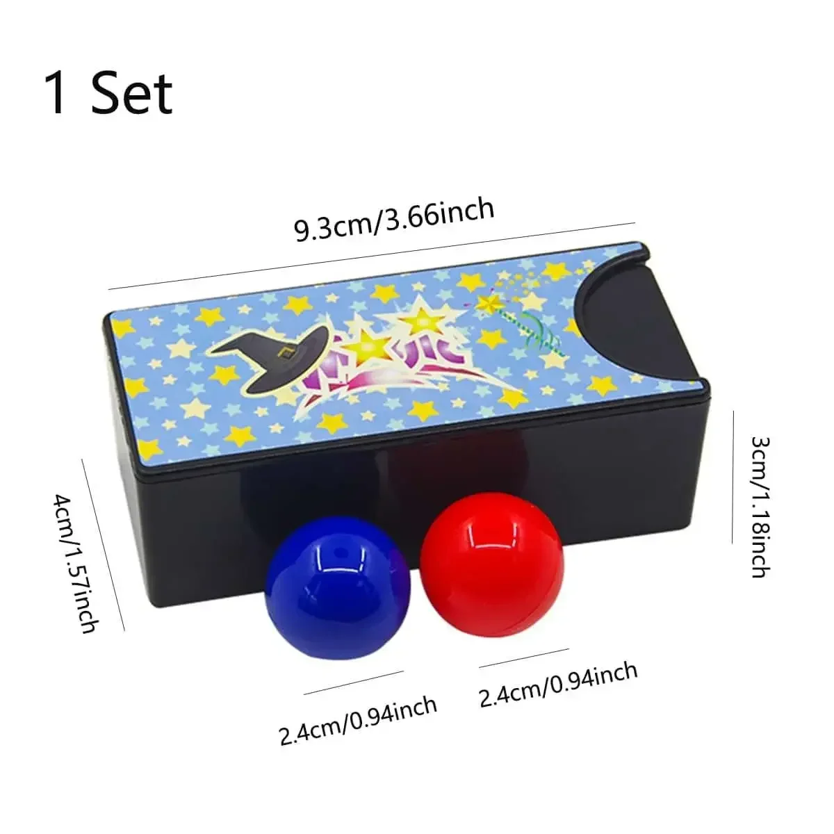 Nuevos dispositivos divertidos, juguetes para niños, caja mágica cambiable que gira el rojo en la bola azul, accesorios, trucos de magia clásicos