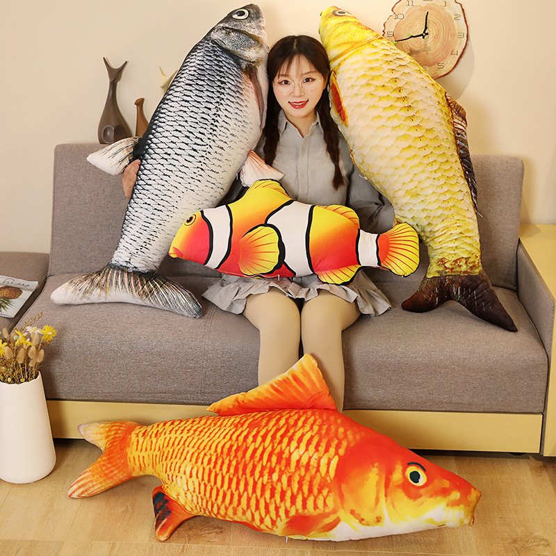 1 PC 40/60 ซม.3D จําลองปลาทองของเล่นตุ๊กตาตุ๊กตาสัตว์ปลาคาร์พหมอน Plush Creative โซฟาหมอนเบาะของขวัญของเล่นเด็ก