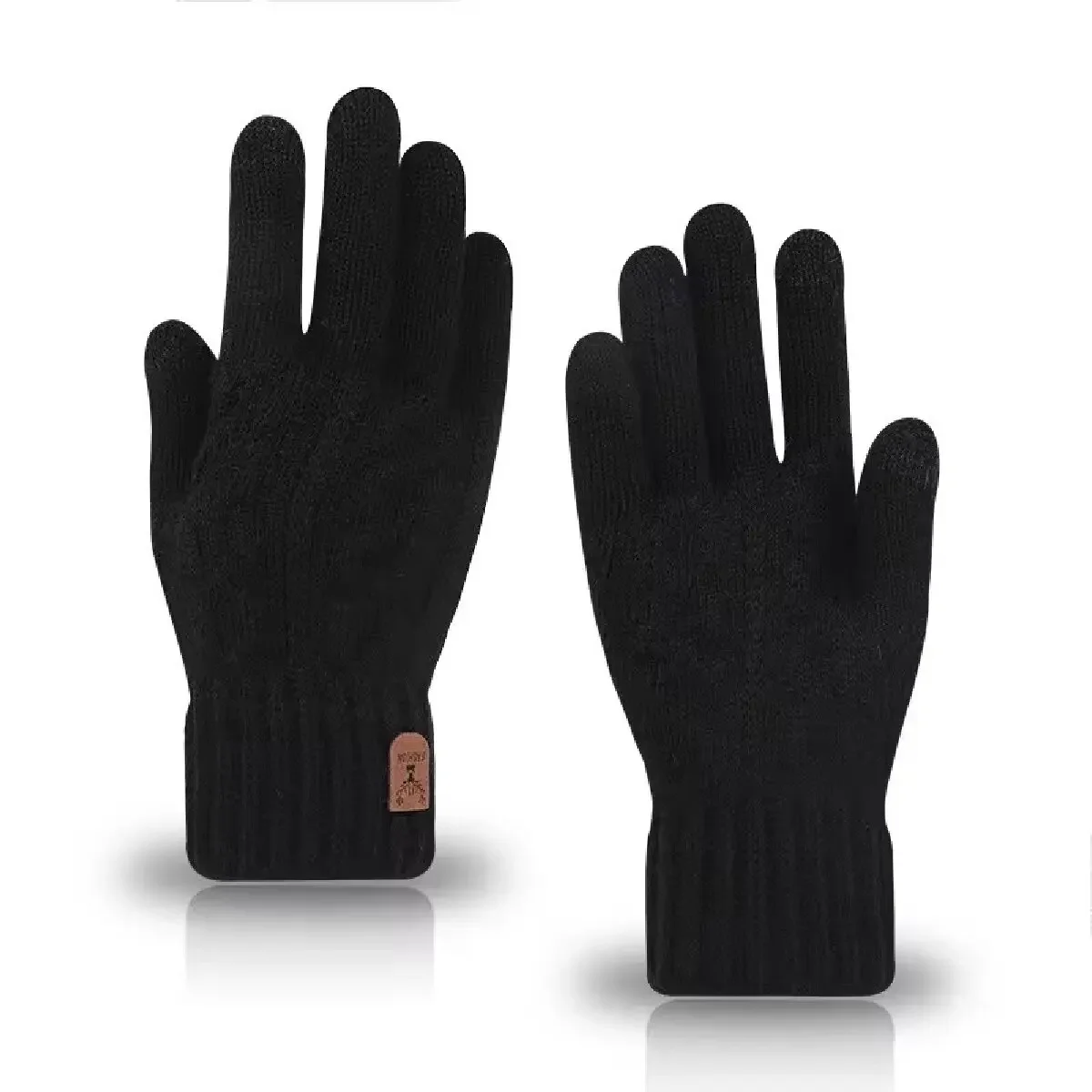 Novas luvas quentes masculinas para tela sensível ao toque de inverno mais veludo engrossado à prova de frio e luvas de malha de lã quente