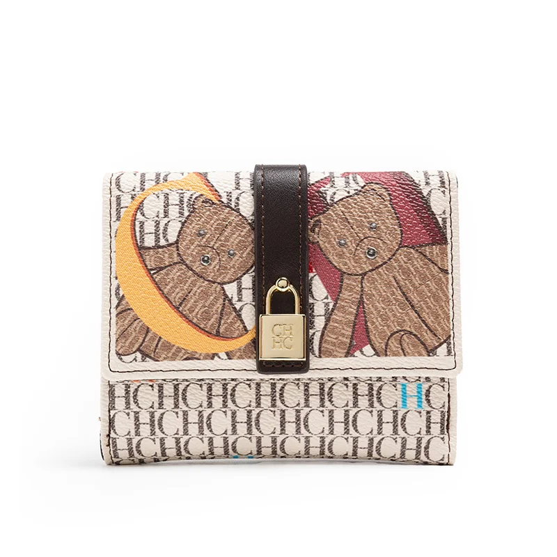 High Quality Premium Wallet Women's Temperament Style Fashionable Versatile Letter Print with Lock Design Card Wallet