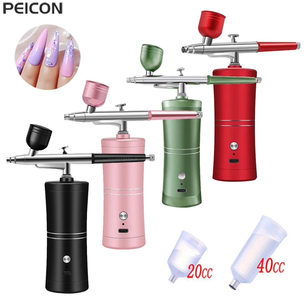 Airbrush prego com Compressor, Air Brush portátil, Nail Art Compressor, Pintura e Artesanato Kit