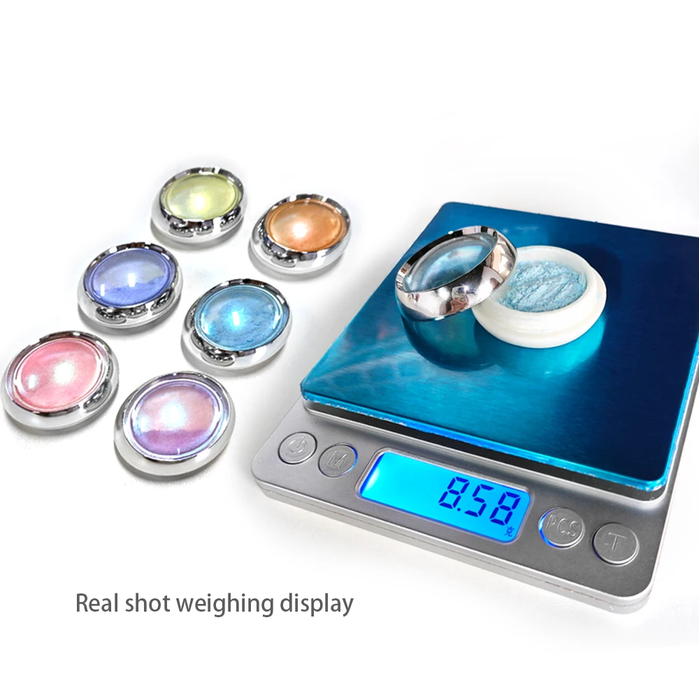 6pcs Auroras เล็บผง METALLIC Mirror Effect Holographic Chameleon Pigment สําหรับเล็บเจล Mermaid Dipping