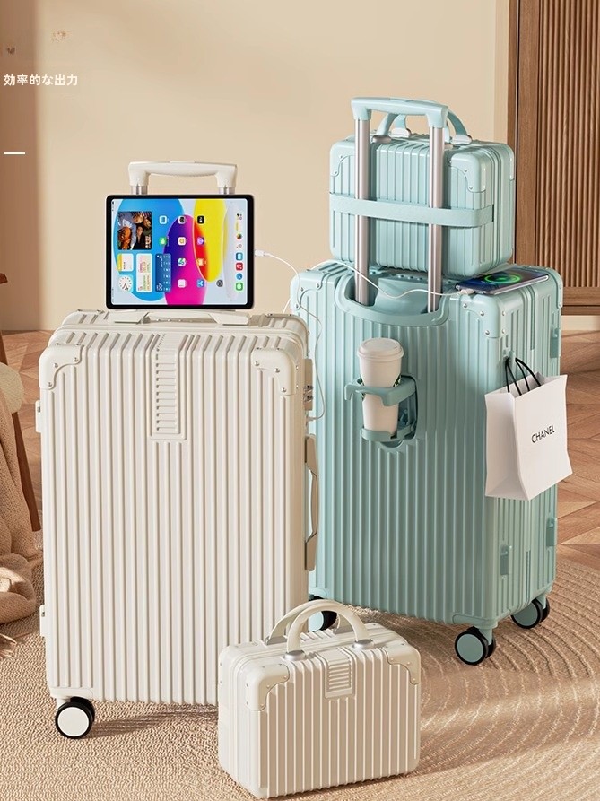 Durable Fashionable Women's Luggage Carry-On Suitcase with Combination Lock Travel Bag Polyester Inner Material ABS+PC Material