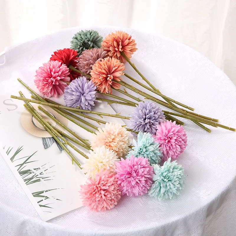 3/5pcs Artificial Dandelion and Chrysanthemum Ball Bouquets-Perfect for Home Office Coffee Shop Garden Party Wedding Decoration