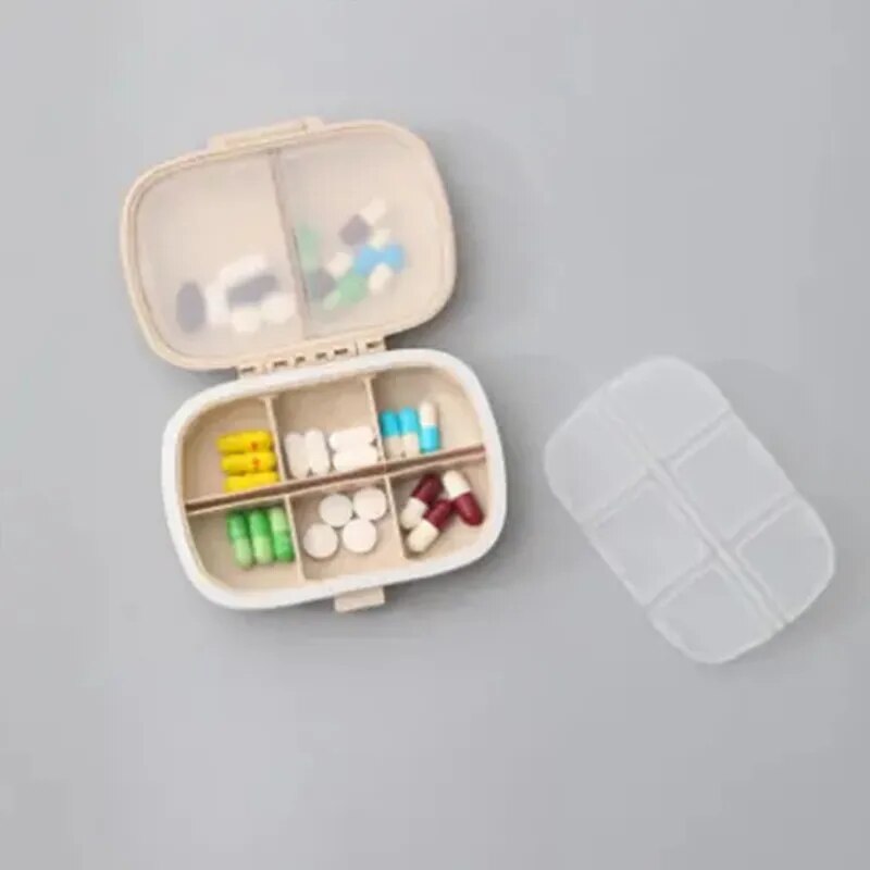 Pilulier portable à 8 compartiments, boîte à pilules scellée, degré d'humidité, voyage d'une semaine