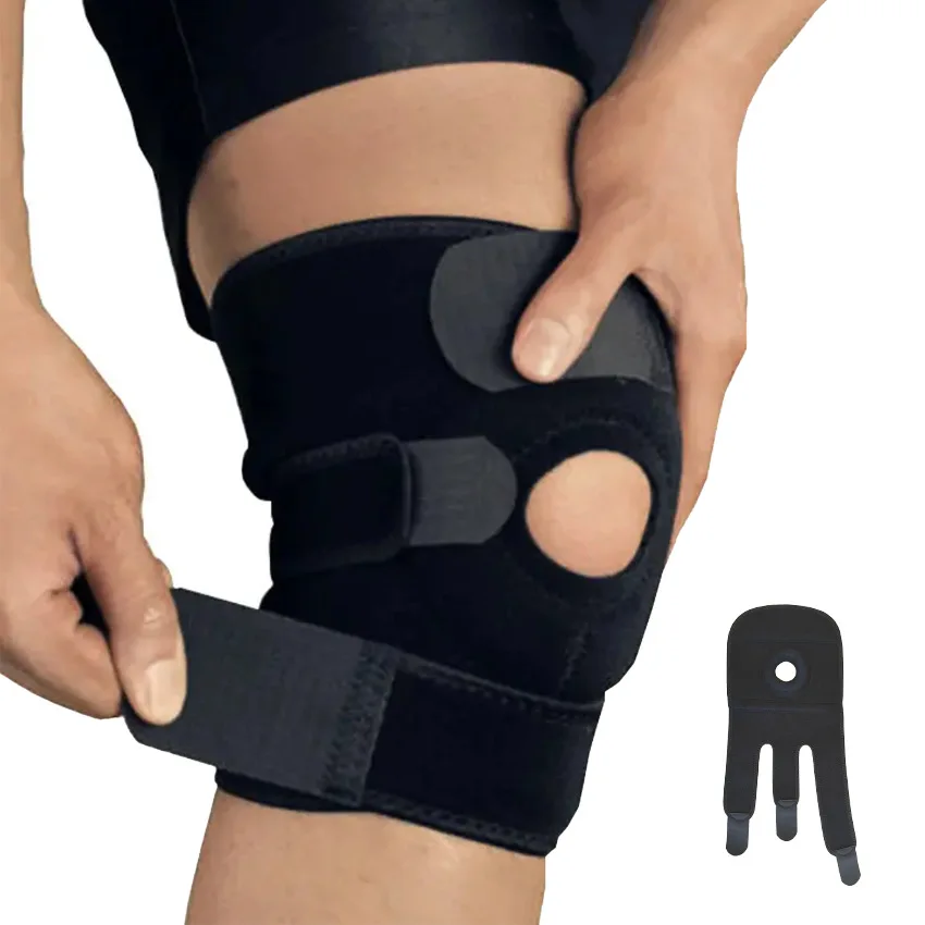 Kniebrace met zijstabilisatoren Ademende verstelbare kniesteun Geschikt voor sporttraining en kniepijn