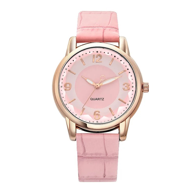 Reloj de cuarzo con correa de cuero para mujer, cronógrafo de lujo con esfera de cristal poligonal, creativo, a la moda