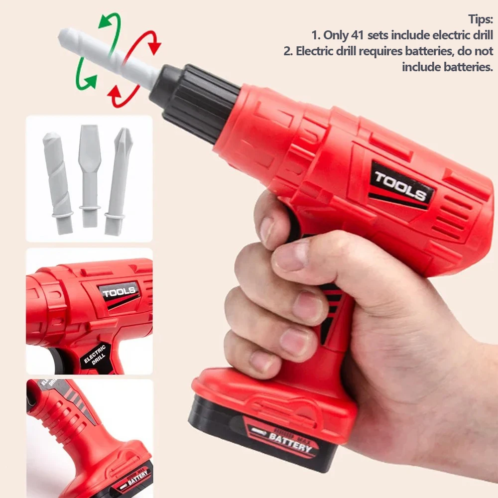 Pretend Tools Kit Toys 38/41 PCS Play Repair Tool Set Engineer Simulated Plastic Construction Toys Toddler Kids Boys Gift