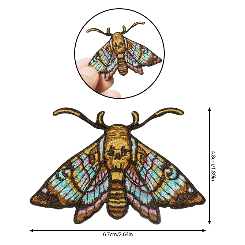 1PC Bunte Motten Gestickter Patch Eisen Auf Nähen Auf Patches Für Kleidung Kappe Tasche Jacke DIY Geschenk Natur Abzeichen mit Heißer Kleber