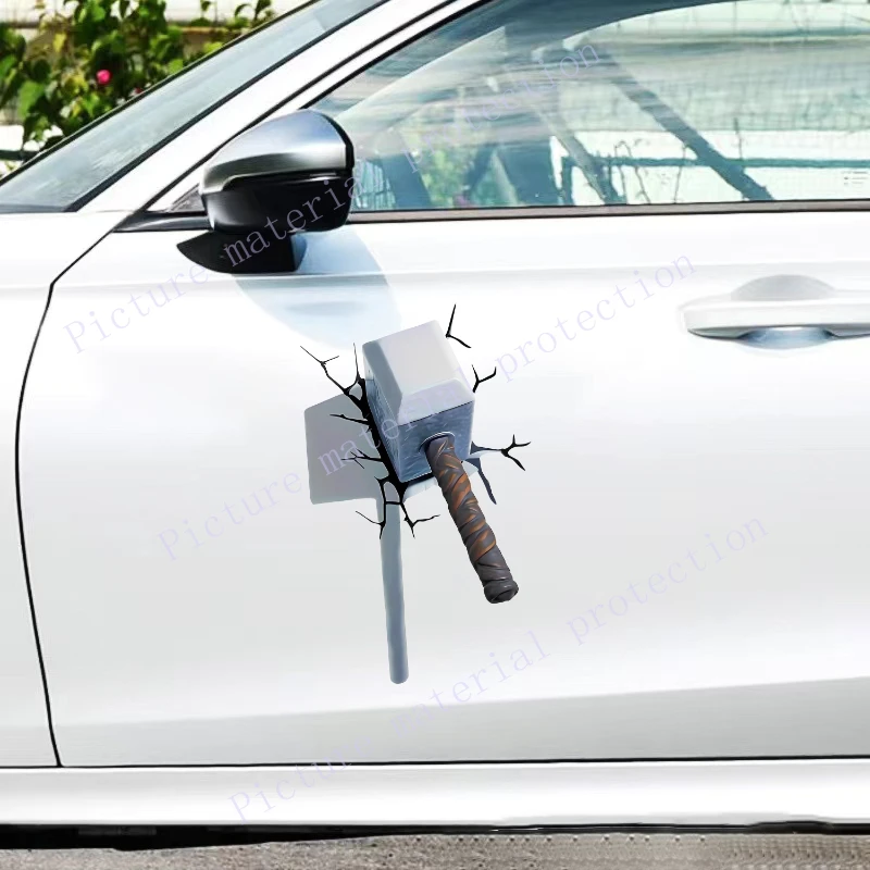 Pegatinas de coche con martillo de grietas 3D llamativas para vehículos todo terreno, cubierta de puerta de parachoques, arañazos, cuerpo de Scooter, calcomanías impermeables