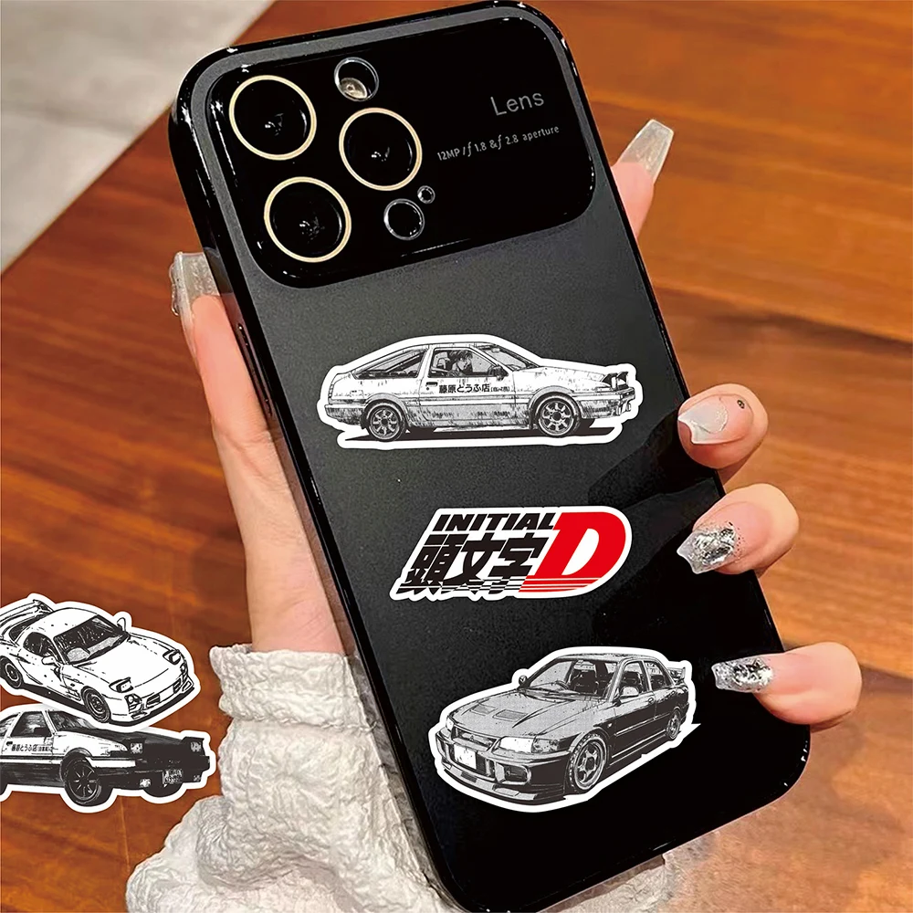 75pcs 애니메이션 이니셜 D 낙서 스티커 블랙 화이트 데칼 DIY 스케이트 보드 노트북 자동차 멋진 방수 스티커 키즈 클래식 완구