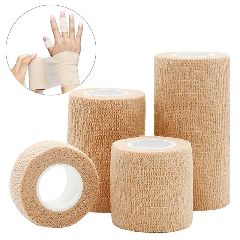 Vendaje adhesivo médico, cinta autoadhesiva deportiva elástica y transpirable, cinta para dedo envolvente Beige para muñeca y tobillo, 1/10 rollos