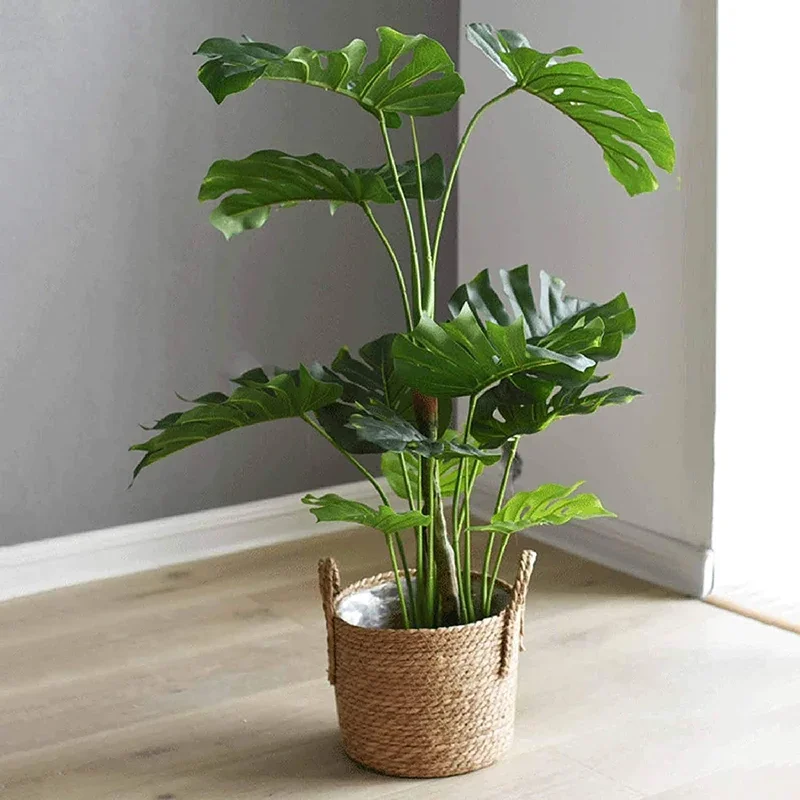 Maceta nórdica Extra grande de paja, cesta de almacenamiento de algas marinas, cesta de flores de plantas verdes en maceta, suelo tejido a mano, maceta de interior