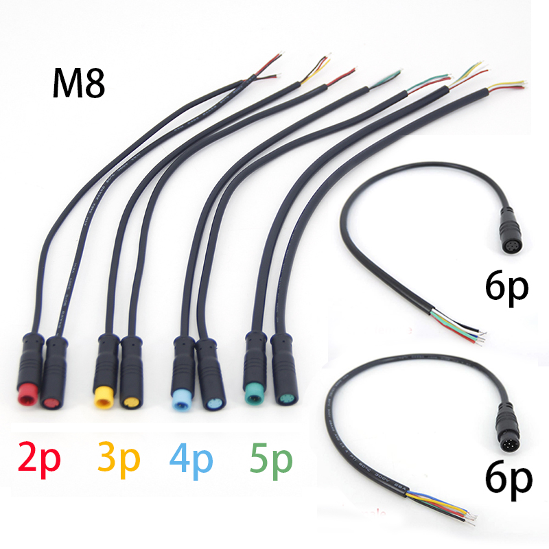 Male+Female Connector 2 3 4 5 6Pin M8 Cable Waterproof Connector For Ebike Optional Cable Ebike Accessories