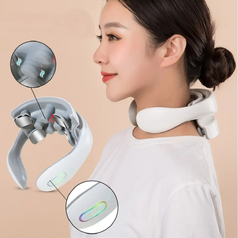 Instrumento de massagem de pescoço inteligente portátil ombro pescoço massagem vértebra cervical cuidados de saúde vibrador aquecimento compressa massagem