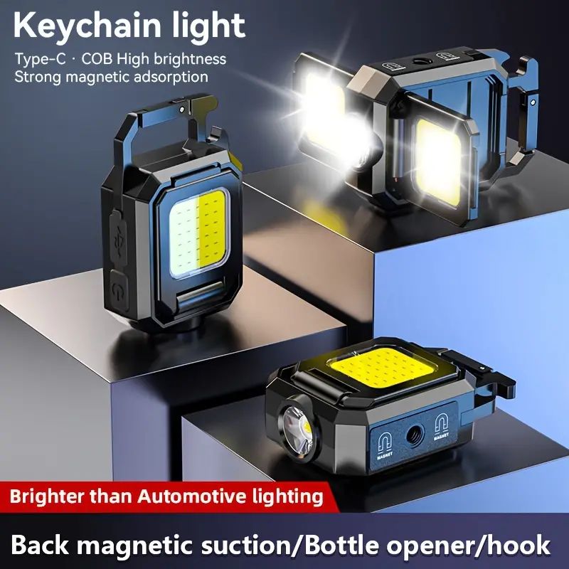 Luz de trabajo COB XPE, linterna LED de alta potencia, llavero para exteriores, plegable lateral, lámpara de Camping, recargable por USB, resistente al agua IPX4
