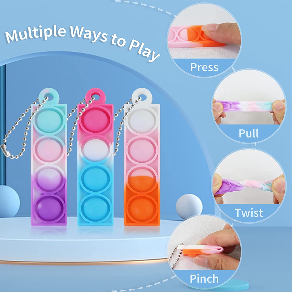 20 pçs mini pop chaveiro bolhas festa favores brinquedos fidget alívio do estresse brinquedos sensoriais para crianças autistas prêmios de sala de aula presentes