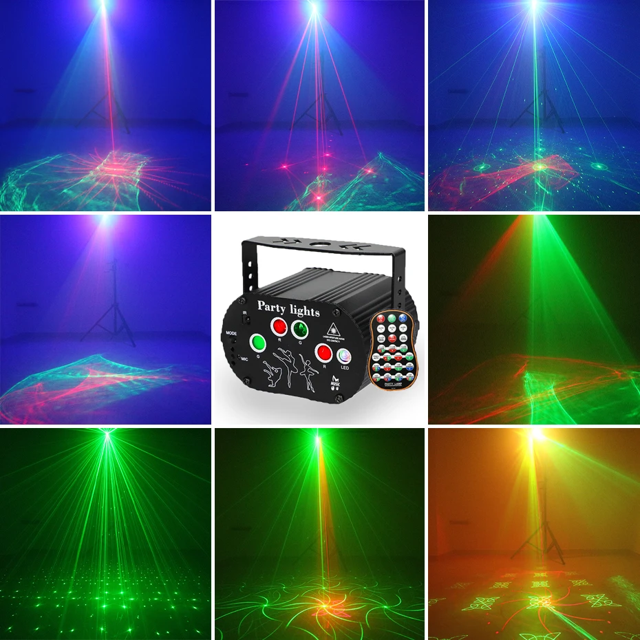 คนต่างด้าว RGB Mini DJ ดิสโก้แสงเลเซอร์โปรเจคเตอร์ USB ชาร์จไฟ LED UV Sound Strobe Stage Effect งานแต่งงาน Xmas Holiday Party โคมไฟ