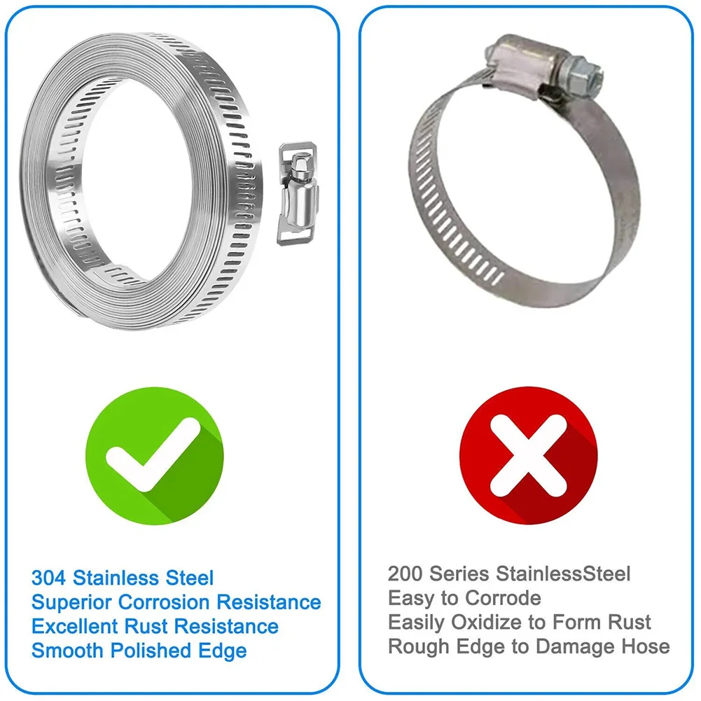 9,8 Fuß verstellbare große Schlauchschellen Schneckengetriebe Edelstahlklemme + 6 Befestigungselemente Autozubehör Klemme und Befestigungselemente