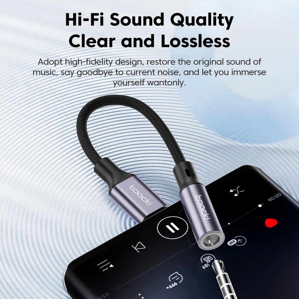 Toocki Typ C auf 3,5 mm Kopfhörer-Audiokabel, Kopfhörer-Adapter, USB C auf 3,5 mm Klinke, Audio-AUX-Kabel für Xiaomi 13, Huawei, Samsung