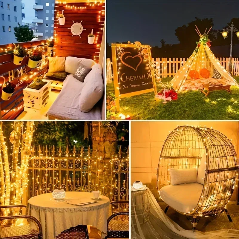 Solar Powered 50/100 LED Fairy Lights 8 Lighting Modes IP65 Waterproof Outdoor String Lights for Garden Wedding Christmas Decor
