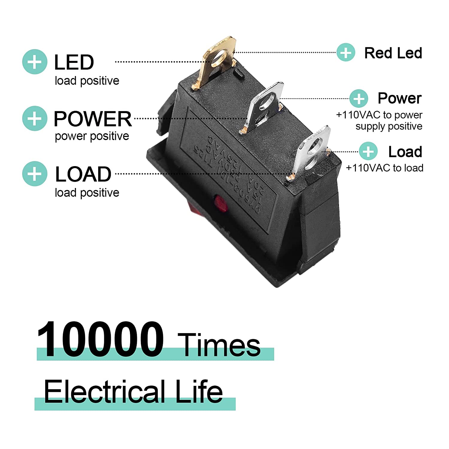 8Pcs AC 250V/15A, 125V/20A 조명 LED On/Off SPST 3 핀 2 위치 미니 보트 로커 토글 스위치 스냅 가정용 DIY