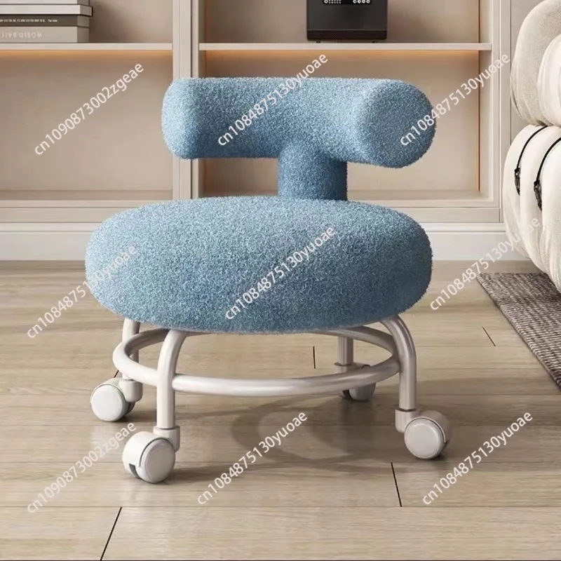 Professional Barber Chairs for Hairdressing, Household Pulley Low Stool with Baby, Lamb Wool Roller Low Stool