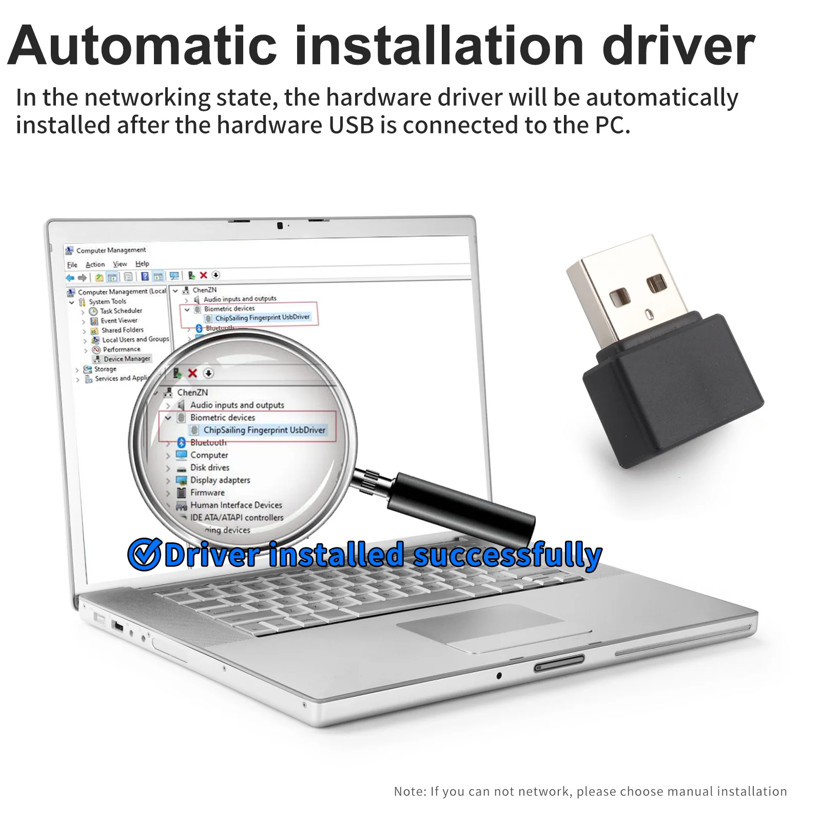 Mini USB/Type C Fingerprint Recognition Device For PC Laptop Windows 10 11 Hello Biometric Scanner Fingerprint Reader Module