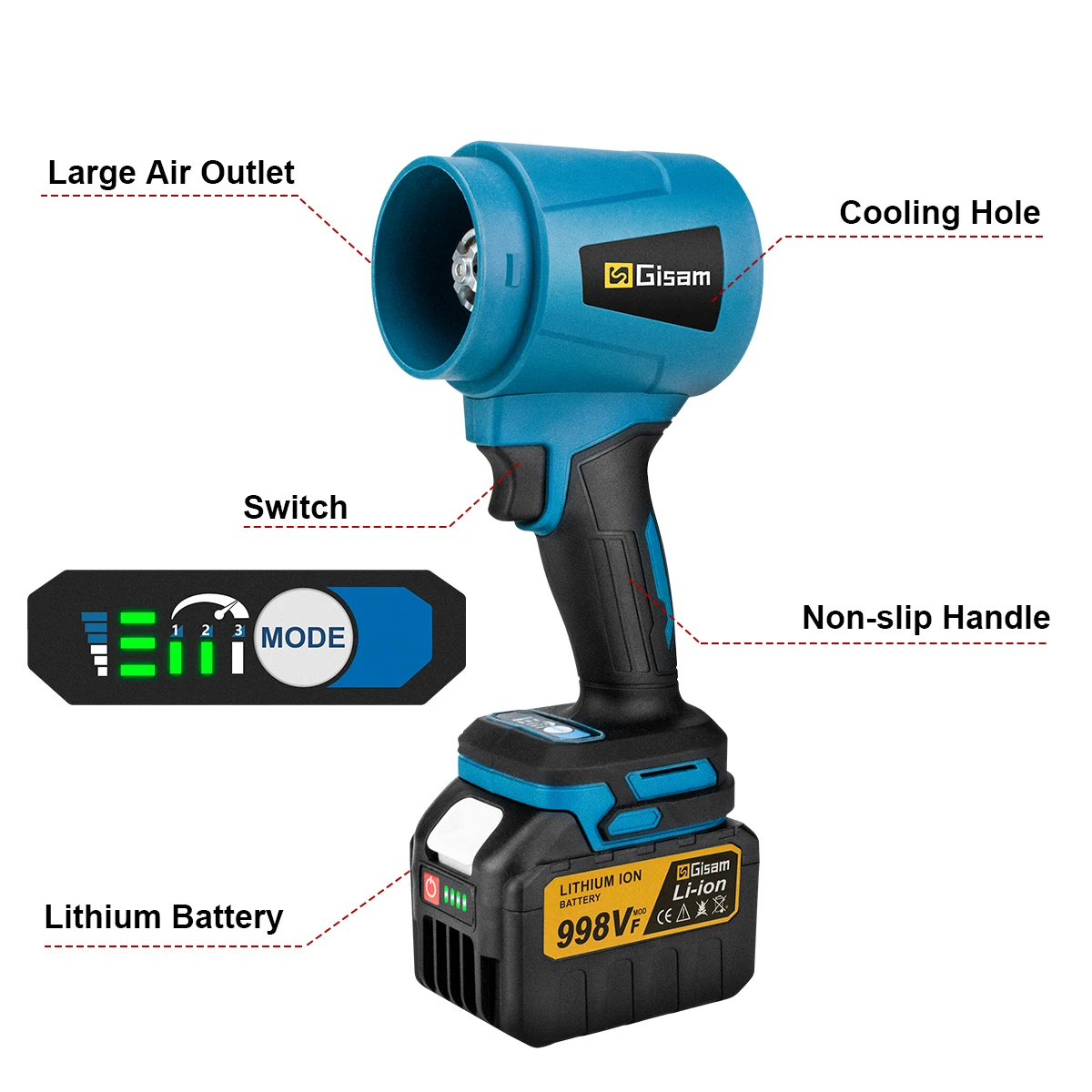 G nto 4000 W Bürstenlosen Elektrischen Turbo Gebläse Jet Fan 400 M/S 300000 RPM Handheld Blatt Staub Blasen Werkzeug für Makita 18 V Batterie Pin