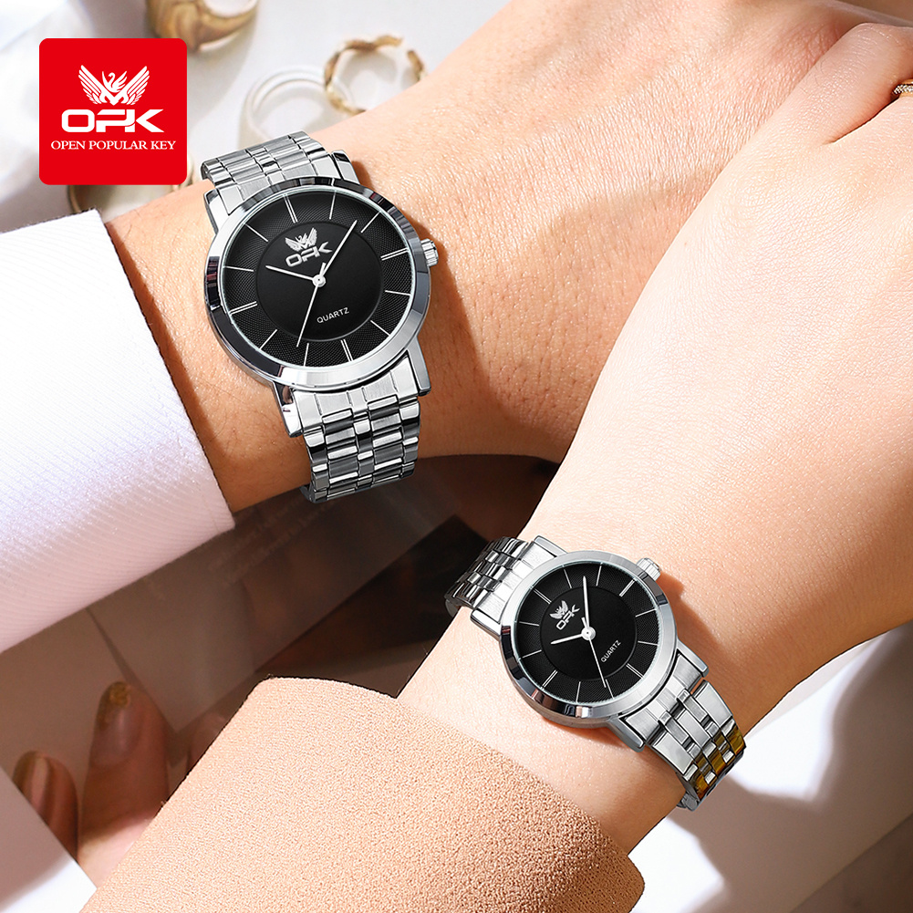 OPK-Reloj de lujo de acero inoxidable para hombre y mujer, accesorio Original, resistente al agua, de marca superior, a la moda, 6019, 2024