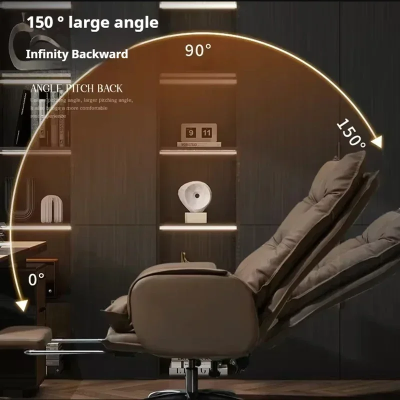 Recliner ergonômico para Office Computer Boss, Cadeira executiva de couro, Lounge cadeira giratória, computador reclinável