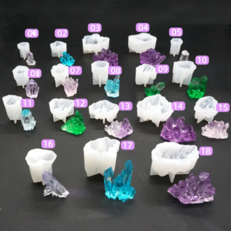 DIY cristal racimo forma de piedra silicona resina epoxi molde joyería herramienta accesorios de joyería