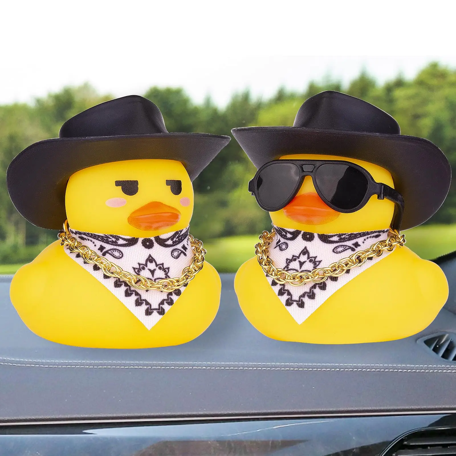 Car Rubber Duck Ornaments Dash Duck Decorations for Car Dashboard Ornament Decoration Accessories with Musical Instruments