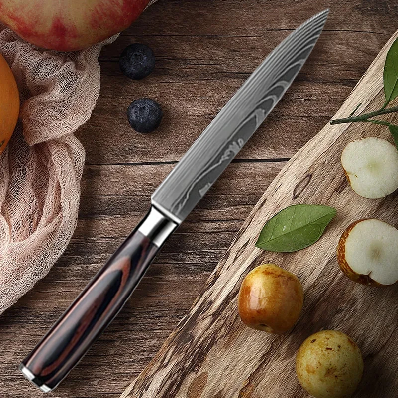 Küchenmesser Kochmesser Fleischbeil Obst Gemüse Messer Schneidemesser Santoku Messer Damaskus Muster Kochschneider
