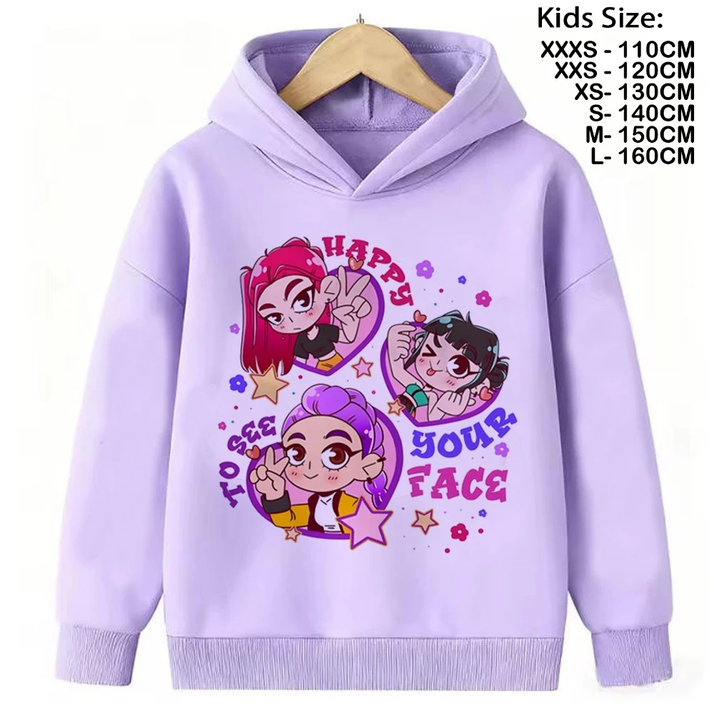 KPop Demon Hunters Hoodies Bebê Menina Menino Roupas Moda Casual Moletons Com Capuz K-Pop Demon Hunters Pulôver Crianças