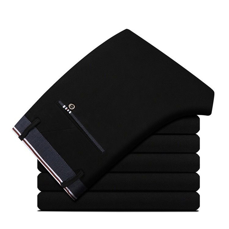 Pantalones largos informales de negocios a la moda de verano para hombre, pantalones de traje, pantalones formales rectos elásticos para hombre, talla grande 28-40