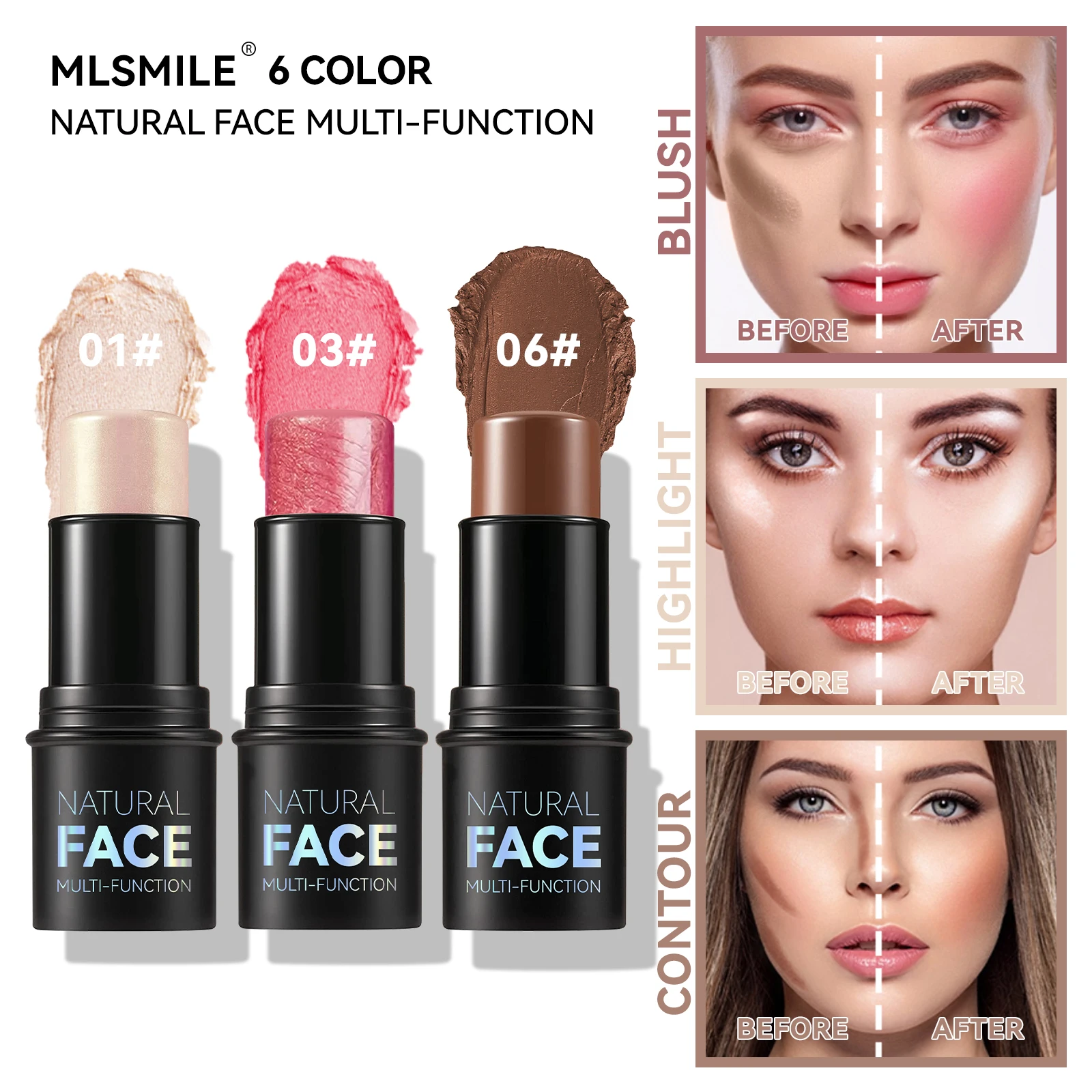 Make-up Gezicht Contouren Bronzer Stick Multifunctionele Markeerstift Verhelderende Zijderups Blusher Rouge Crème Wijzigen Concealer Pen