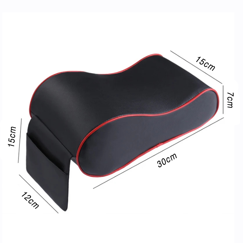 Almofada de apoio de braço do carro couro auto console central proteção almofada engrossar espuma memória auto braços caixa armazenamento com bolso
