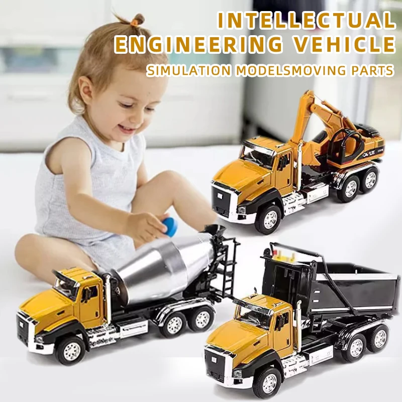3 confezioni di pressofusi di ingegneria di veicoli da costruzione autocarro con cassone ribaltabile scala 1/50 modello in metallo auto tirare indietro auto giocattoli per bambini