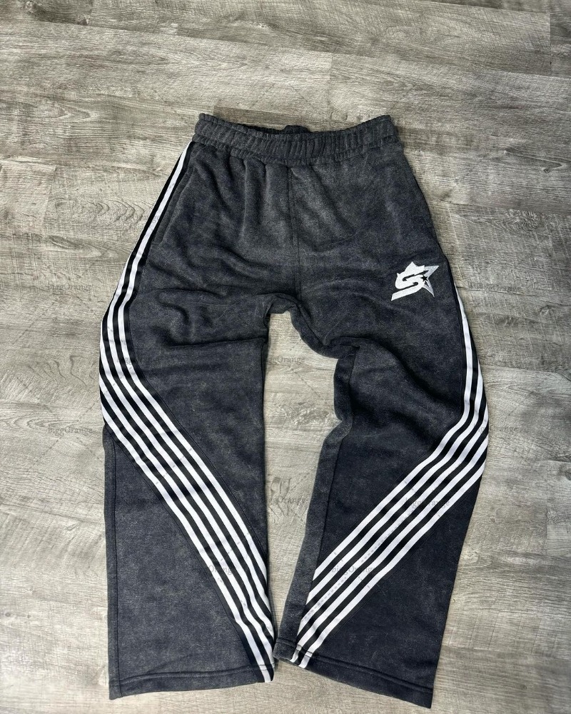 กางเกงวอร์มลายทางคลาสสิก2024อเมริกาแบบย้อนยุคกางเกงขาบานสไตล์ลำลองสีสันสดใสแนวสตรีทแฟชั่นทรงหลวม Y2K ฮาราจูกุ