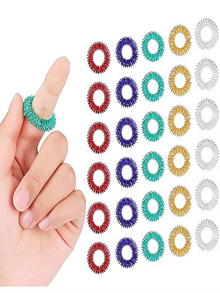5-15 stuks Acupunt Massage Ring Tip Sensation Ring Set Tiener Volwassen Stress Verlichtende Massager Drukverlichter