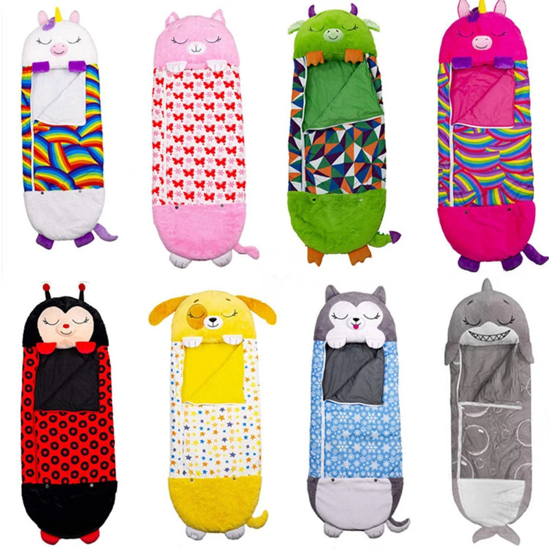 Sacco nanna per bambini in peluche di cartone animato con cuscino Sacco nanna per animali per bambini per ragazzi e ragazze Morbido cuscino per bambola incluso per regalo di compleanno