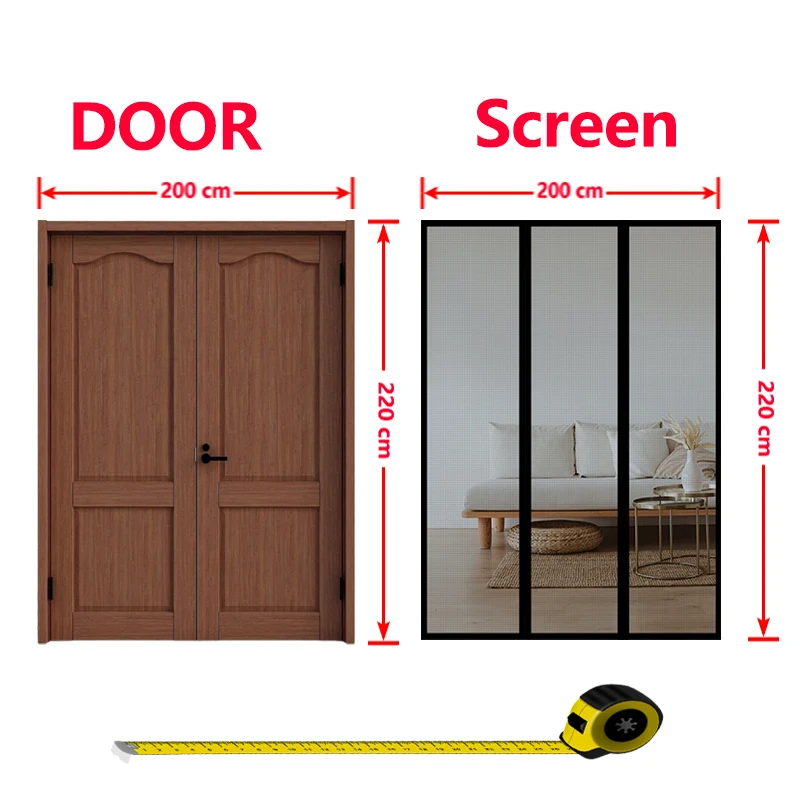 Black Magnetic Door Screen Mosquito Net Customized Size Invisible Mesh Summer Insect Proof Net Automatic Closing Door Curtain