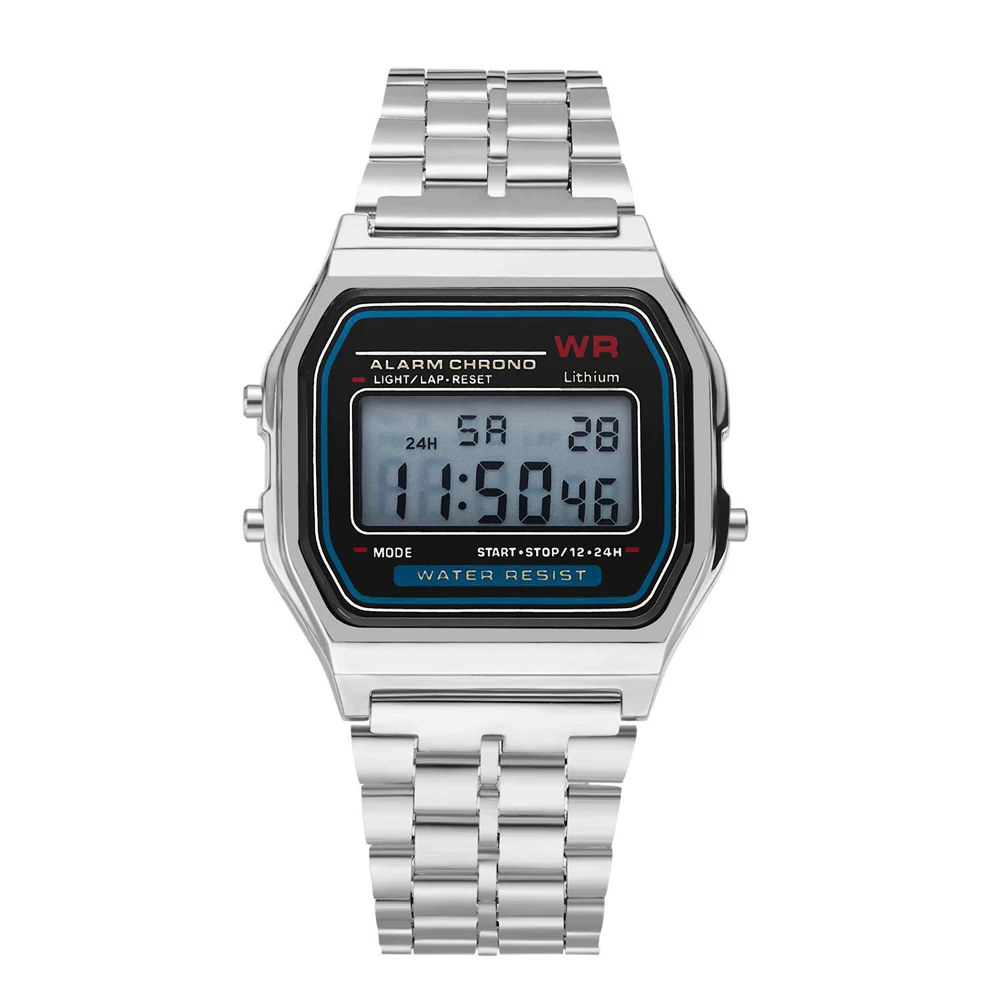 Reloj electrónico Para Mujer y hombre con esfera cuadrada, reloj de pulsera con pantalla Digital, oro rosa y plata, Relojes de pulsera de lujo Para Mujer