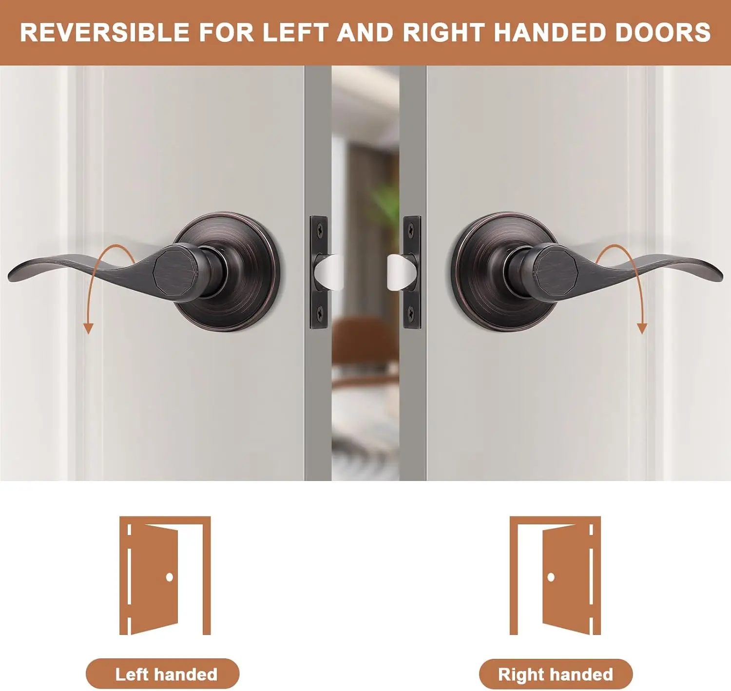 Door Lever [Non-Locking Lever Set], Non-Locking Door Handle Set for Hallway or Closets