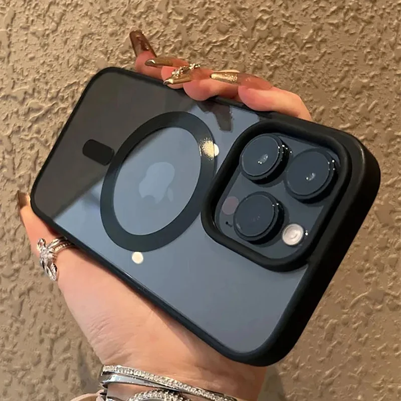 Funda de teléfono transparente magnética acrílica a prueba de golpes para iPhone 16 15 14 13 12 11 Pro Max 14 Plus Magsafe carga inalámbrica cubierta dura para PC