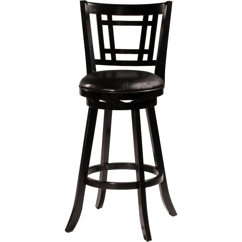 Swivel Stool with Rectangular Lattice Back, Counter Height, White